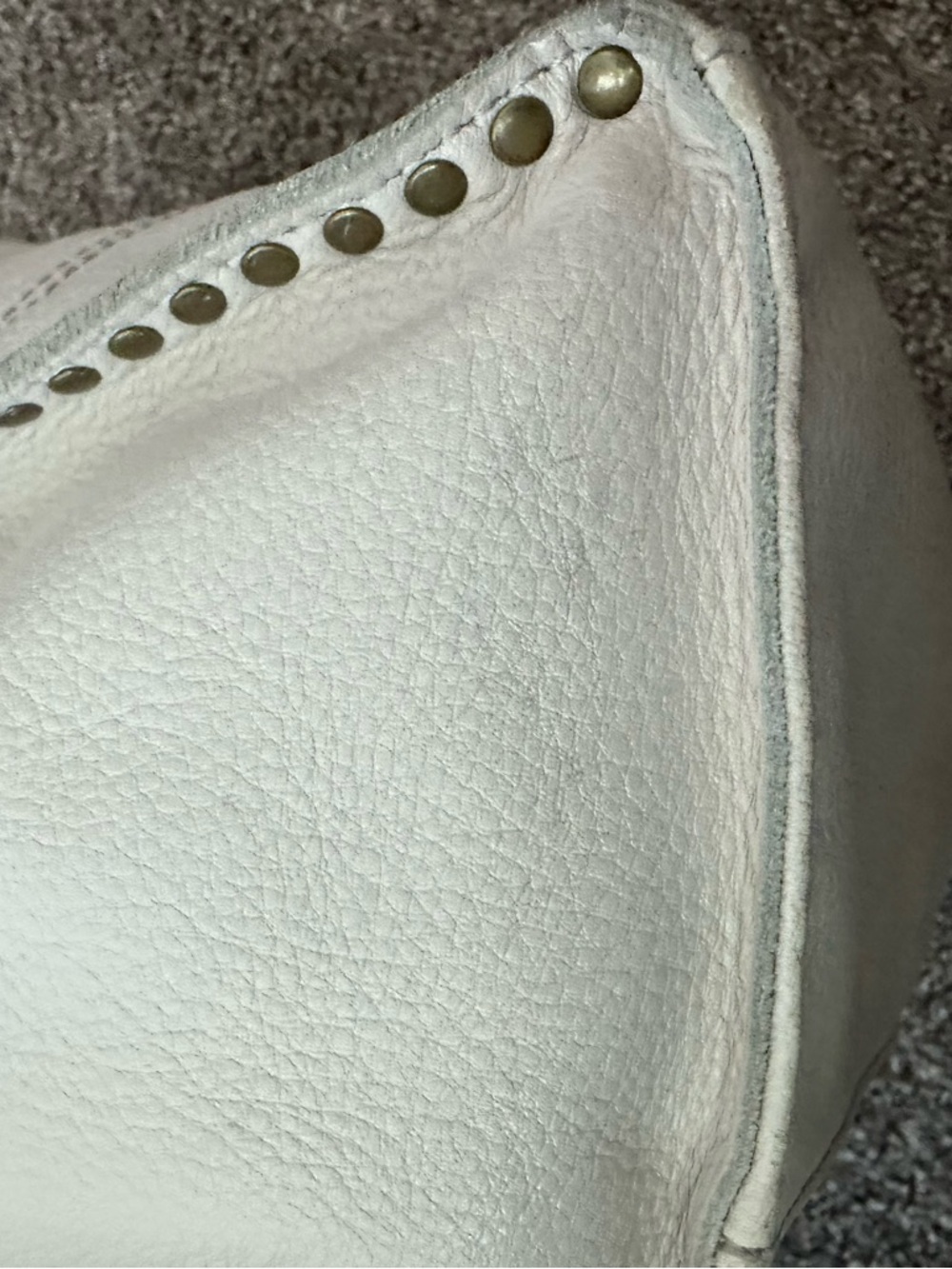 The Sak White Pebbled Leather Studded Hobo Bag Tassel GUC - Picture 7 of 9